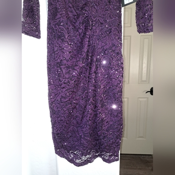 Marina Sequin/Lace Sheath Dress Purple Size XS - Picture 7 of 13